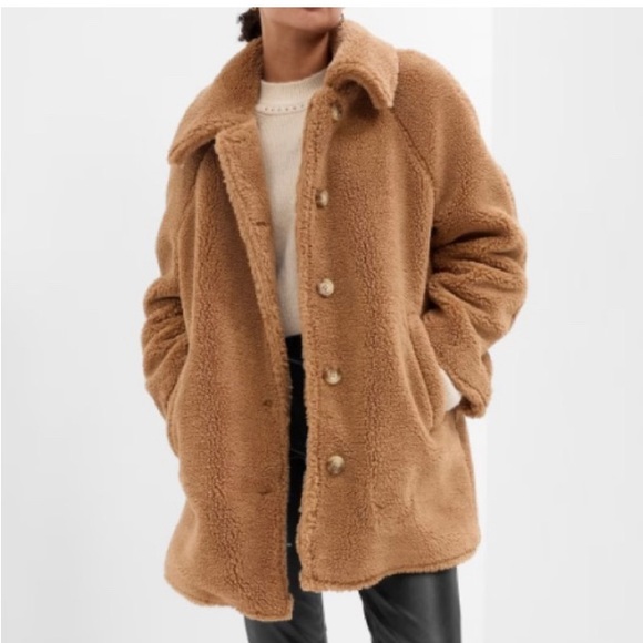 Gap carmel color teddy jacket size large new - Picture 1 of 5